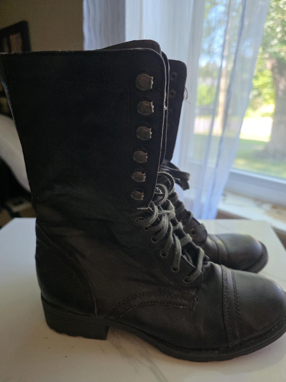 G by Guess Black Lace-Up Military-Style Women's Boots